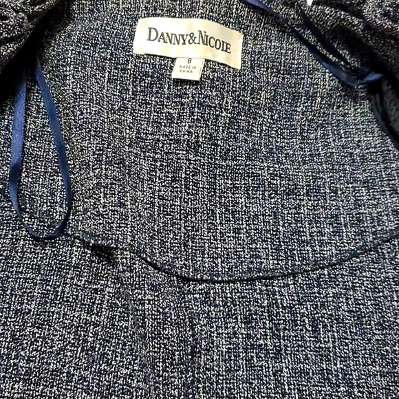 Danny & Nicole Charcoal Lettuce Ruffled Neck Long Sleeve Career Cropped Jacket - Picture 9 of 12